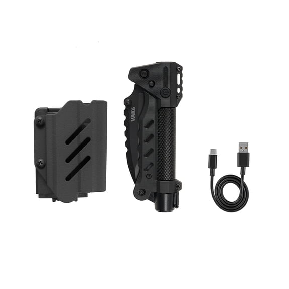 VIPERADE VAK6 Multitool with Folding Knife, LED Flashlight, Pulse Ignition, Pocket Knife for men, Rechargeable Flashlight with Belt Sheath (Black)