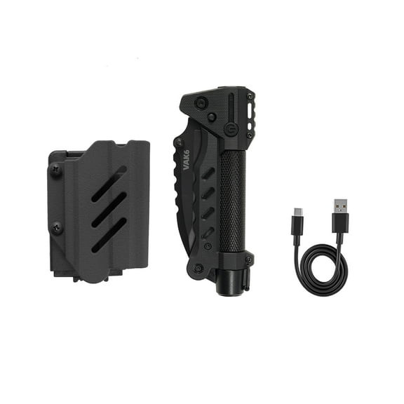 VIPERADE VAK6 Multitool with Folding Knife, LED Flashlight, Pulse Ignition, Pocket Knife for men, Rechargeable Flashlight with Belt Sheath (Black)