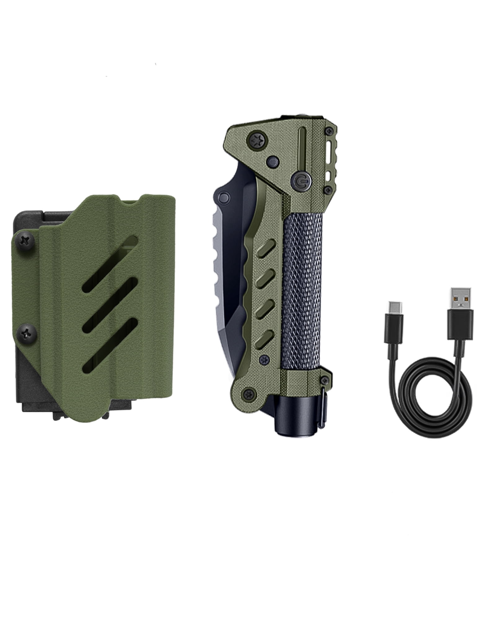 VIPERADE VAK6 Multitool with Folding Knife, LED Flashlight, Pulse Ignition, Pocket Knife for men, Rechargeable Flashlight with Belt Sheath (Green)