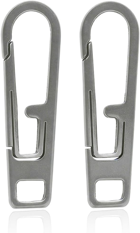 VIPERADE VAT1 Heavy Duty Titanium Zipper Pulls Replacement, Universal Zipper Pull Tab Repair Kit for Jackets, Coats, Suitcases, Luggage, Backpacks, Handbags and EDC Pouches (2 Polished, 0.98" × 0.2")