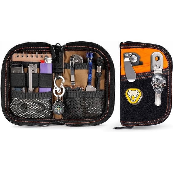 VIPERADE VE10 X-Pac Tool Pouch, EDC Pocket Organizer for Men, Small EDC Organizer Pouch with 7 Pockets, EDC Pouch Organizer Utility Pouch for Multitools, Nylon Compact Organizer-Hot Orange