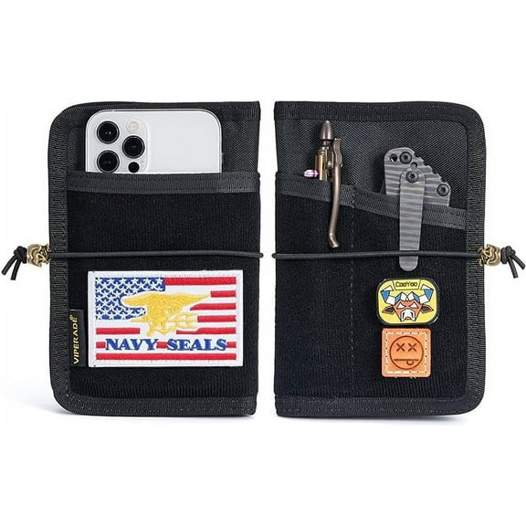 VIPERADE VE11 Pocket Journal Pouch, EDC Wallet Small Notebook Cover, Nylon Journal Cover for Field Notes, Utility EDC Organizer Pouch with DIY Patch Area