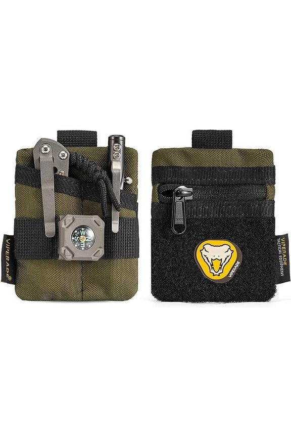 VE13 Mini EDC Pouch, Small Pocket Organizer with DIY Patches Area, EDC Pocket Organizer Men for EDC Knuckle, Lighter, EDC Coins, Small EDC Pouch Organizer for EDC Gear