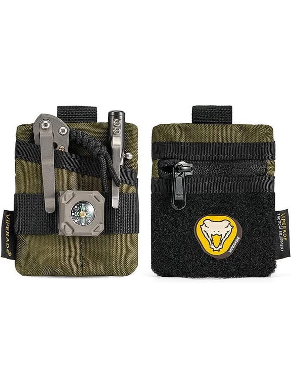 VE13 Mini EDC Pouch, Small Pocket Organizer with DIY Patches Area, EDC Pocket Organizer Men for EDC Knuckle, Lighter, EDC Coins, Small EDC Pouch Organizer for EDC Gear