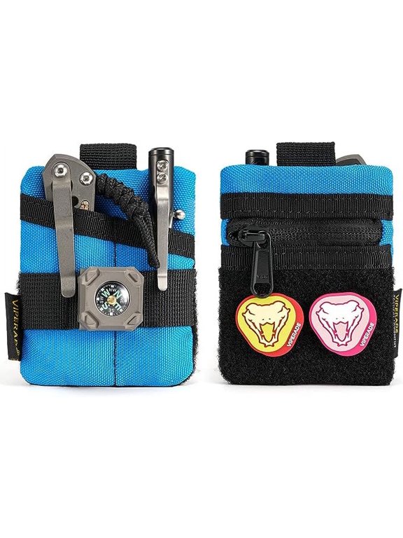 VE13 Mini EDC Pouch, Small Pocket Organizer with DIY Patches Area, EDC Pocket Organizer Men for EDC Knuckle, Lighter, EDC Coins, Small EDC Pouch Organizer for EDC Gear