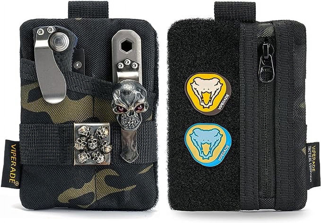 VIPERADE VE15 Small EDC Pouch, Pocket Organizer, EDC Pocket Pouch with DIY Patches Area, EDC Pocket Organizer Wallet for Cards, Small Tool Pouch for EDC Gears