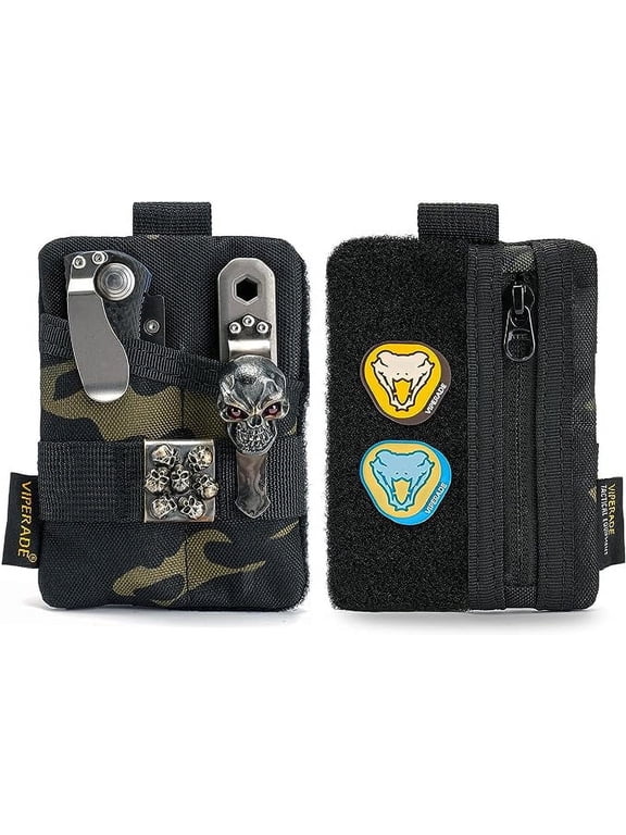 VE15 Small EDC Pouch, Pocket Organizer, EDC Pocket Pouch with DIY Patches Area, EDC Pocket Organizer Wallet for Cards, Small Tool Pouch for EDC Gears