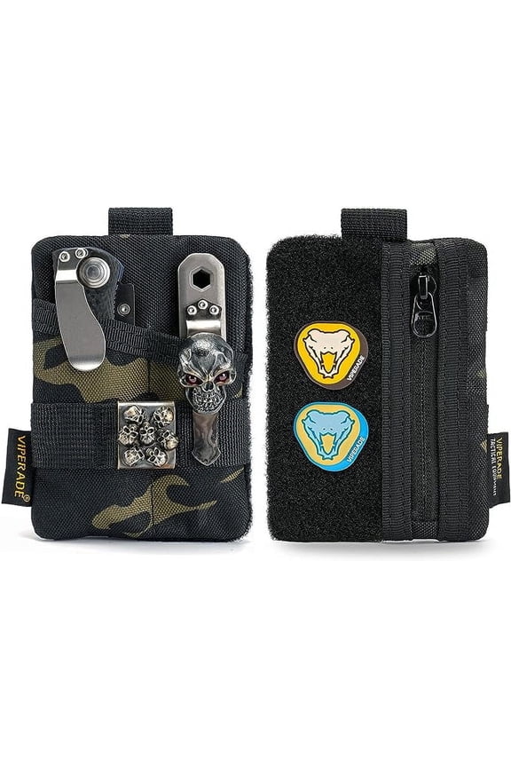 VE15 Small EDC Pouch, Pocket Organizer, EDC Pocket Pouch with DIY Patches Area, EDC Pocket Organizer Wallet for Cards, Small Tool Pouch for EDC Gears