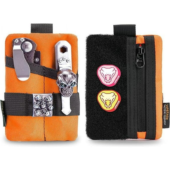 VIPERADE VE15 Small EDC Pouch, Pocket Organizer, EDC Pocket Pouch with DIY Patches Area, EDC Pocket Organizer Wallet for Cards, Small Tool Pouch for EDC Gears