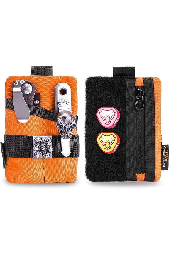 VE15 Small EDC Pouch, Pocket Organizer, EDC Pocket Pouch with DIY Patches Area, EDC Pocket Organizer Wallet for Cards, Small Tool Pouch for EDC Gears