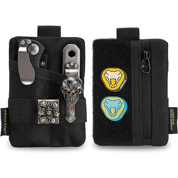 VIPERADE VE15 Small EDC Pouch, Pocket Organizer, EDC Pocket Pouch with DIY Patches Area, EDC Pocket Organizer Wallet for Cards, Small Tool Pouch for EDC Gears