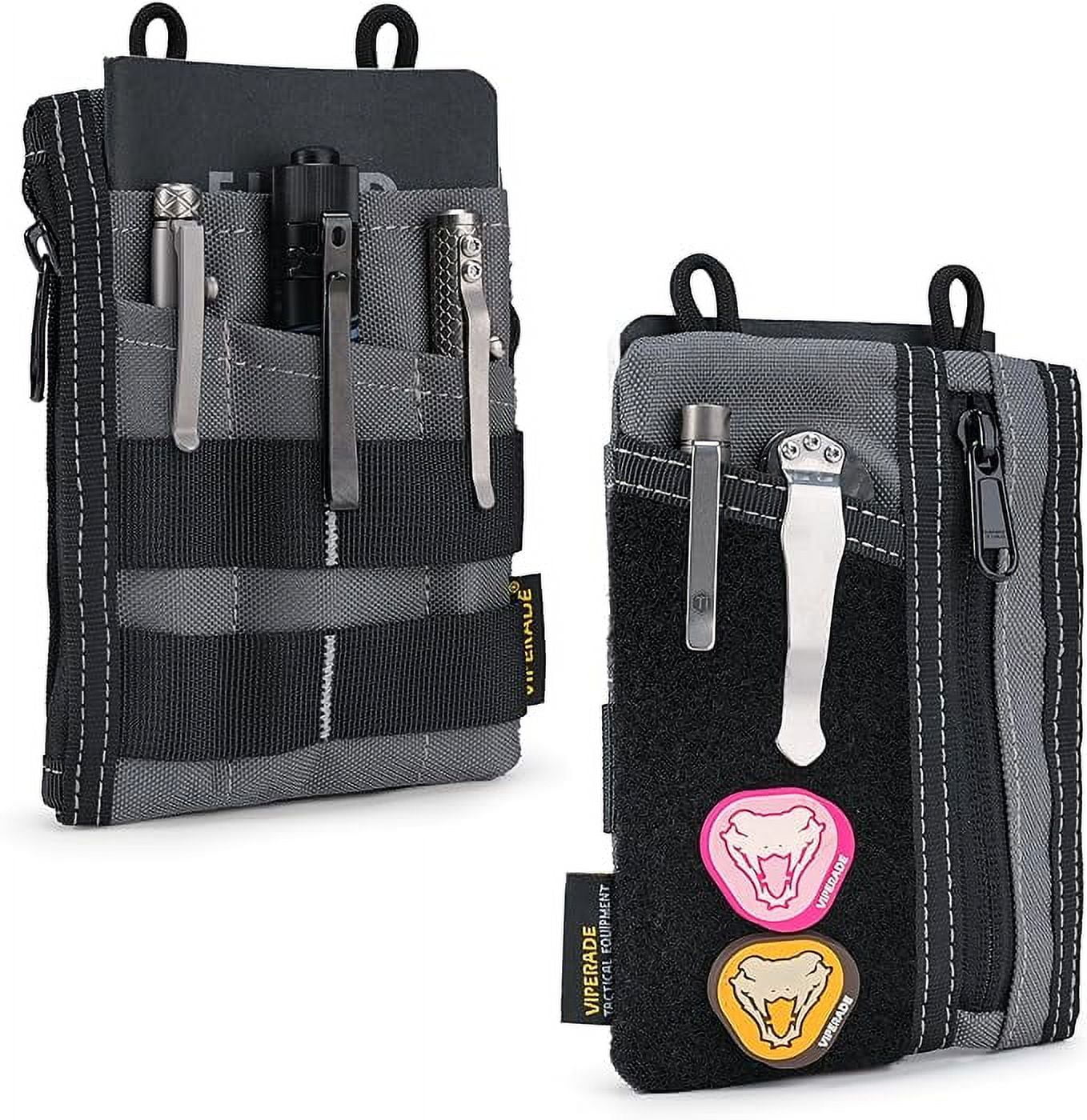 VIPERADE VE16 Pocket Organizer, EDC Pouch for Men, 7 Pockets EDC Pocket Organizer Velcro Pouch for Everyday Carry, Multitool Pocket Pouch Wallet for EDC Gears, Pocket Pouch for Men