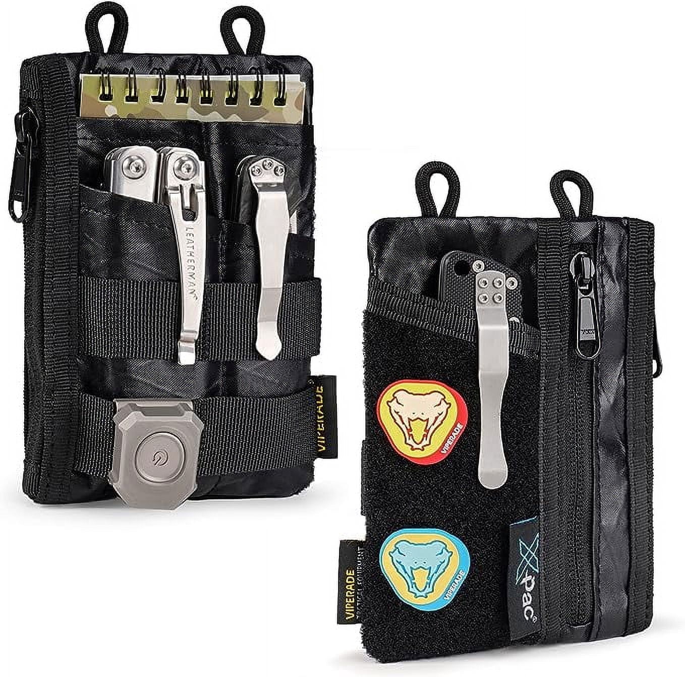 VIPERADE VE18 EDC Pouch, Pocket Organizer Pouch for Men, EDC Pocket Organizer Pouch, 3 Slots with 2 Zipper Pockets, Velcro Pouch Multitool Pouch-XPAC-NewBlack