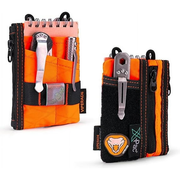 VIPERADE VE18-S-Xpac Small EDC Pouch Tool Organizer,Multifunction Small Tools Pouch with 6 Pockets,EDC Organizer Pouch for Men,Mini Pocket Pouch with Velcro Area for DIY -Hot Orange