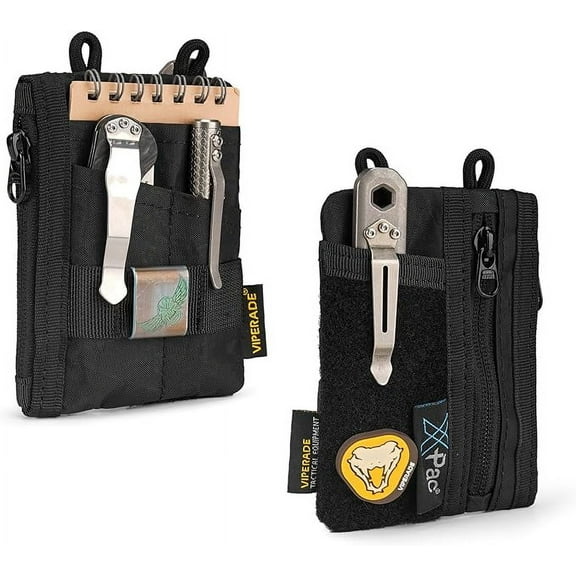 Viperade VE18-S X-Pac Small EDC Pouch Tool Organizer with Shoulder Strap, 6 Pockets, Velcro Area - Black