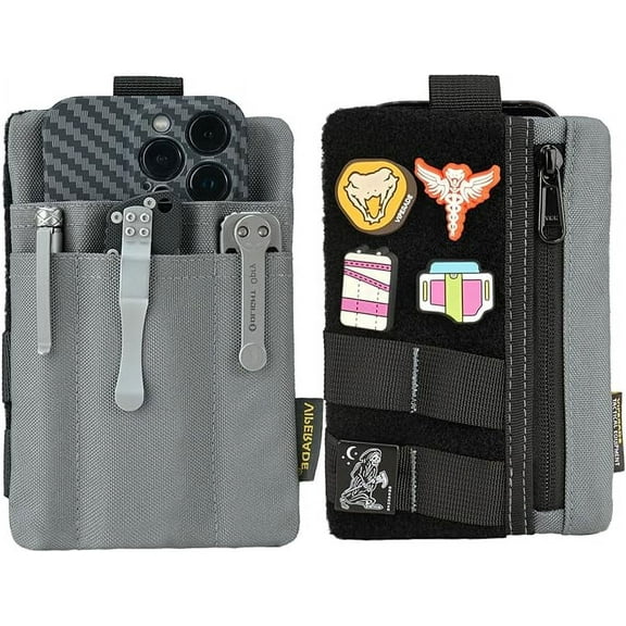 VIPERADE VE27 EDC Pouch, 6 Pockets EDC Organizer Pouch for Men, Cordura EDC Pouch with Zipper Pocket, Multitool Pouch for EDC Gears-Grey