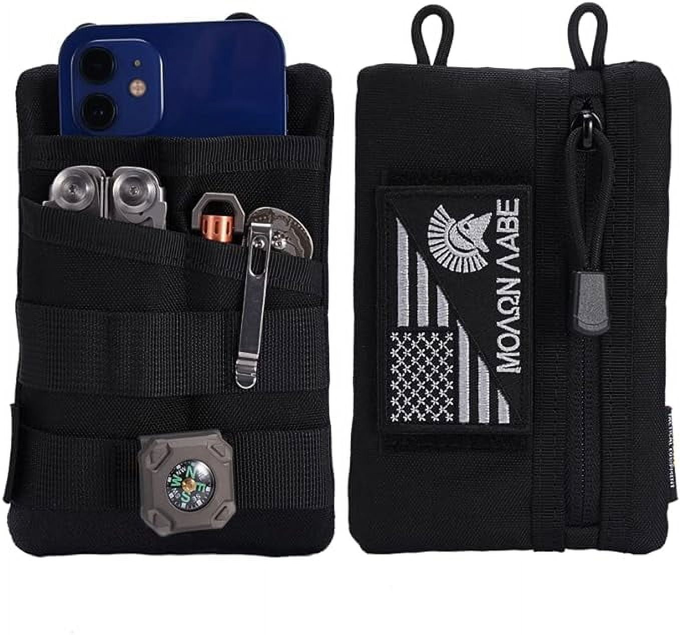 VIPERADE VE3-P Pocket Organizer Pouch, EDC Pocket Organizer Men with DIY Patches Area, EDC Organizer Pouch with 4 Tool Storage EDC Pouch for Flashlight, Pocket Knife, EDC Pen, EDC Gear -Black