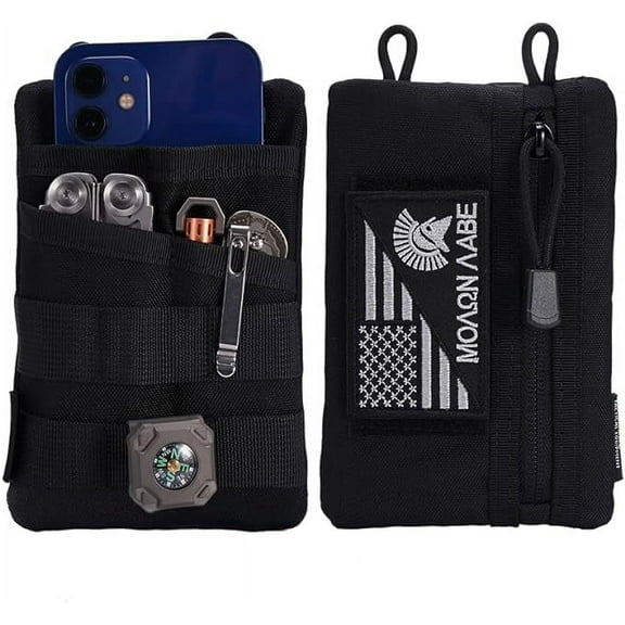 VIPERADE VE3-P Pocket Organizer Pouch, EDC Pocket Organizer Men with DIY Patches Area, EDC Organizer Pouch with 4 Tool Storage EDC Pouch for Flashlight, Pocket Knife, EDC Pen, EDC GearĀ -Black