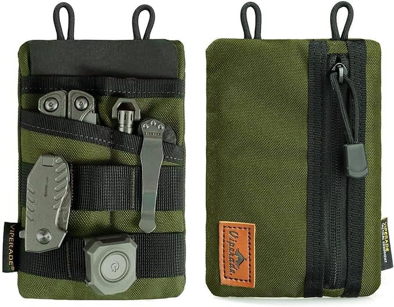 VIPERADE VE3 Tool Pouch Pocket Organizer, Nylon Tool Belt Loop Pouch with 4 Pockets Tool Storage EDC Pouch for Flashlight/Pocket Knife, Tactical Pen, Notebook (Green)