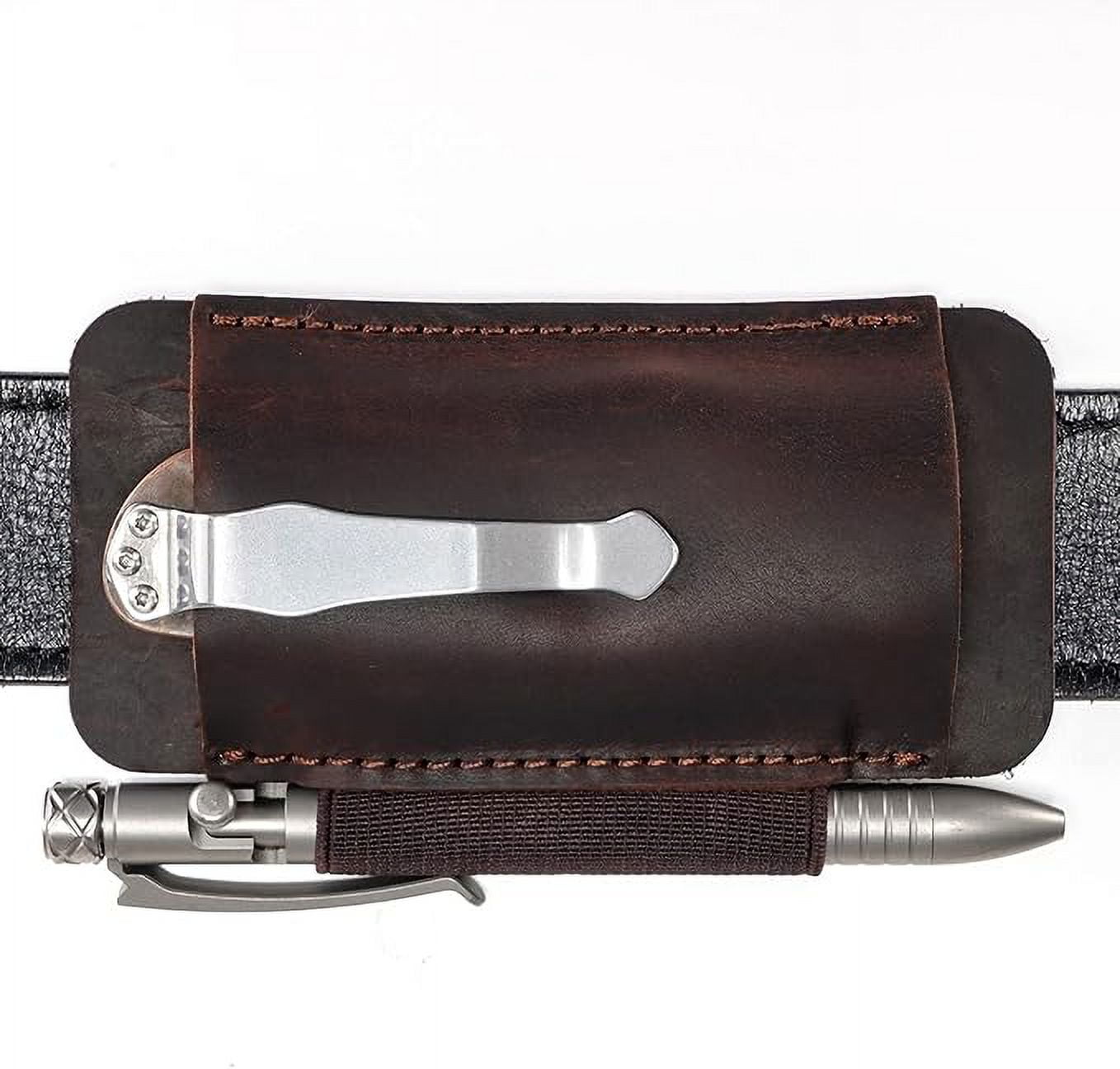 VIPERAED PJ33 Leather Knife Sheaths for Belt, Pocket Knife Holster, Pocket Knife Sheath, Horizontal Leather Knife Belt Holder-Brown