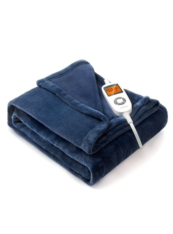 VIPEX Electric Heated Throw Blanket, 50in x 60in Fast Heating Flannel Blanket, Blue