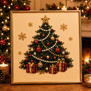 VIPFIT 3D Pearl Diamond Art Painting Kit with Frame 11.8x11.8in Christmas Pearl Beads Art Craft for Adults Beginners Holiday Wall Decor Santa, Set D