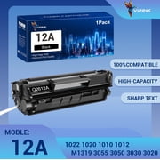 VIPInk 12A Toner Cartridge Black Compatible for 12A Q2612A Laserjet 1020 1022 1012 1010 1015 1018 1022n 1022NW 3015 3030 3020 3050 3052 3055 M1005 M1319 M1319F Printer Ink Q2612D Pack-1 Black