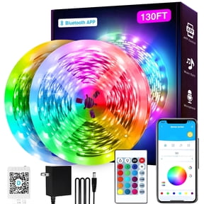 VIPLIKE 130ft LED Strip Lights,Color Changing Music Sync with Remote Control,Timer Led Lights for Indoor