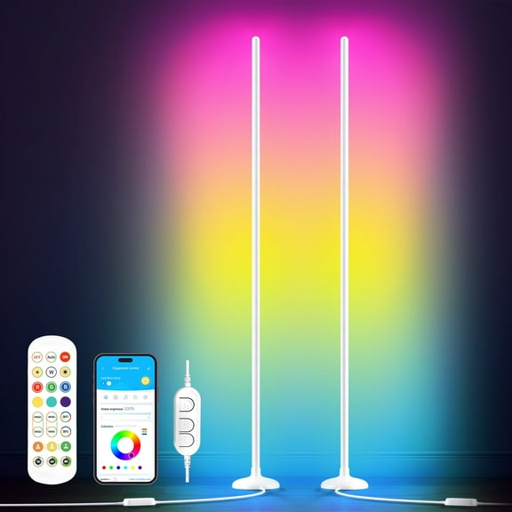 VIPLIKE Led Corner Floor Lamp,Smart APP&Remote Control Colors Changing Lamps for Living Room Bedroom White 2PACK