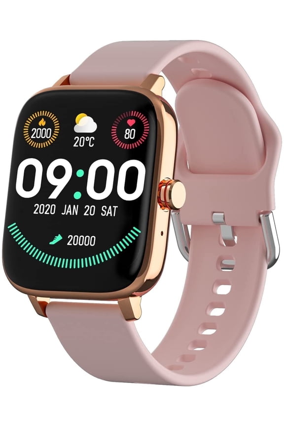 Smart Watch, 1.7'' Full Touch Answer/Make Call Android Smartwatch for Women & Men Compatible with Android & iOS (Pink)