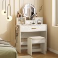 thumbnail image 1 of VIPLIVE Contemporary Lighting Modes with Vanity Table and Cushioned Stool Table Set White, 1 of 8
