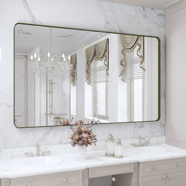 VIPLOOK Framed Wall Mounted Bathroom Vanity Mirror 59" * 36" - Brushed Bronze