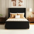 thumbnail image 1 of Queen Size Bed Frame, Upholstered Platform Bed with 62" Tall Headboard & Footboard, Soft Velvet Fabricbed Bed, Easy Assembly, Black, 1 of 7