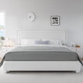 thumbnail image 1 of VIPLOV King Size Boucle Bed Frame, Cloud Upholstered Platform Bed with Height Adjustable Headboard & Soft Rounded Corners, No Noise Free, Easy Assembly,White, 1 of 8