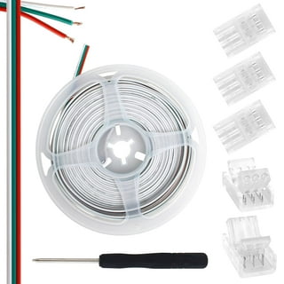 SUPERNIGHT 3528 2835 4 Pin 8mm LED Strip Connector, RGB Rope Lights  Connector Kit, Gapless Solderless Clip, 32.8ft Extension Wire Cable, L  Shape PCB (for 8mm Width Strip) 