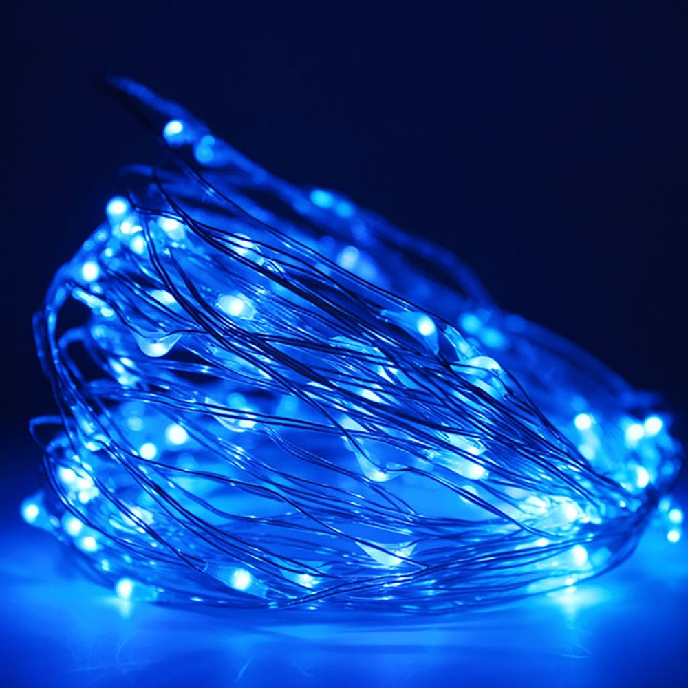 VIPMOON Christmas Tree Fairy Lights 10m 100 LEDs Battery Operated Xmas Lights for Bedroom, Blue