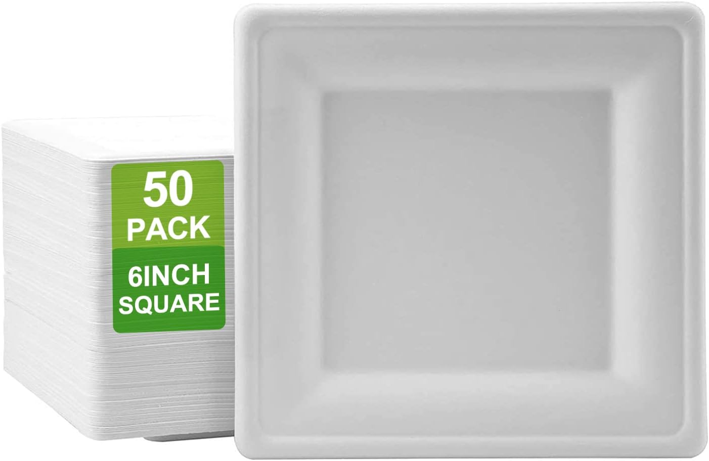 VIPMOON Compostable Square 6 in Heavy Duty Paper Tray 50 Packs