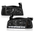 thumbnail image 1 of VIPMOTOZ 1-Piece Smoke Lens LED DRL Headlight Headlamp For 2006-2010 Dodge Charger, 1 of 6