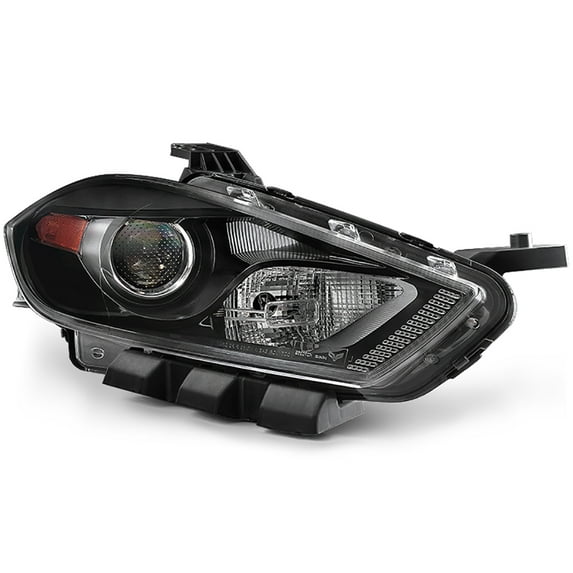 VIPMOTOZ Black Housing OE-Style Projector Headlight Headlamp Assembly For 2013-2016 Compatible with Dodge Dart Halogen Model, Passenger Side