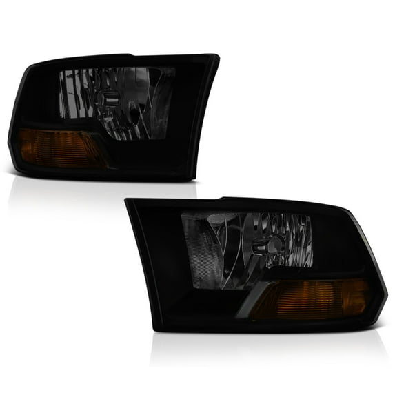 VIPMOTOZ Black Smoke OE-Style Dual Beam Headlight Headlamp Assembly For 2009-2018 Dodge RAM 1500 2500 3500 Pickup Truck, Driver & Passenger Side