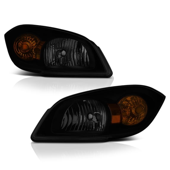 VIPMOTOZ Black Smoke OE-Style Headlight Headlamp Assembly For 2005-2010 Chevy Cobalt & Pontiac G5, Driver & Passenger Side