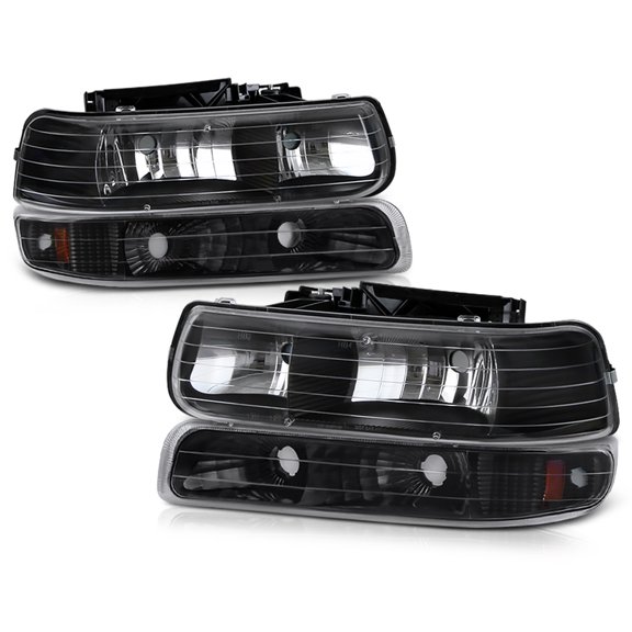 VIPMOTOZ For 1999-2002 Chevy Silverado 1500 2500 3500 Headlights - Matte Black Housing, Driver and Passenger Side
