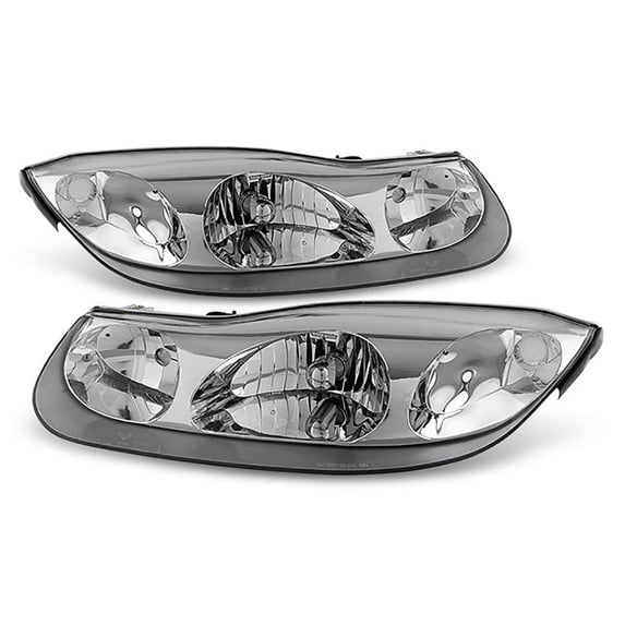 VIPMOTOZ Chrome Housing OE-Style Halogen Headlight Headlamp Assembly For 2001-2002 Saturn SC1 SC2, Driver & Passenger Side
