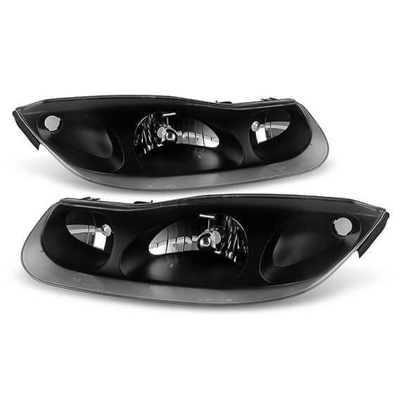 VIPMOTOZ Black Housing OE-Style Halogen Headlight Headlamp Assembly For 2001-2002 Saturn SC1 SC2, Driver & Passenger Side