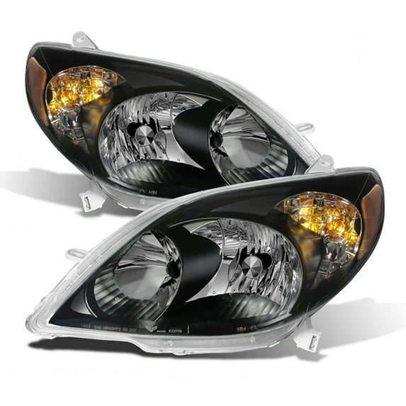 VIPMOTOZ Black Housing OE-Style Headlight Headlamp Assembly For 2003-2008 Toyota Matrix, Driver & Passenger Side