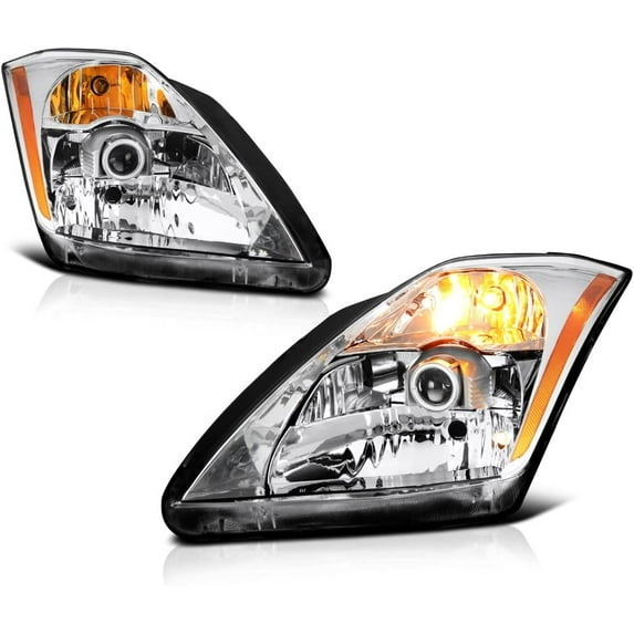 VIPMOTOZ Chrome Housing OE-Style Projector Headlight Headlamp Assembly For 2003-2005 Nissan Z33 350Z Fairlady Xenon HID Model, Driver & Passenger Side Driver & Passenger Side Sterling Chrome