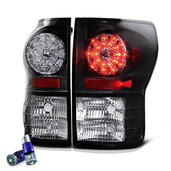 VIPMOTOZ Premium LED Tail Light Lamp Assembly For 2007-2013 Toyota Tundra Pickup Truck - LED Reverse Bulbs, Black Housing, Driver and Passenger Side