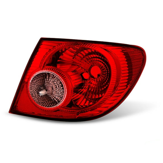 VIPMOTOZ Red Lens OE-Style Outer Body Tail Light Lamp Assembly For 2005-2008 Toyota Corolla, Passenger Side