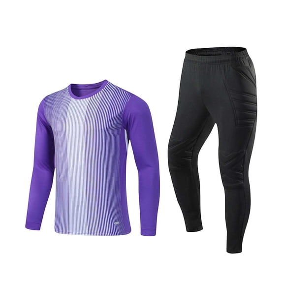 VIPOIN Boys 2Pcs Training Set, Quick Dry Long Sleeve Top & Knee Padded Pant, Athletic Outfit Set