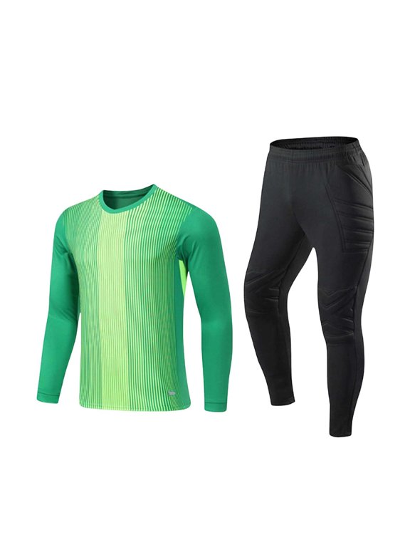Boys 2Pcs Training Set, Quick Dry Long Sleeve Top & Knee Padded Pant, Athletic Outfit Set